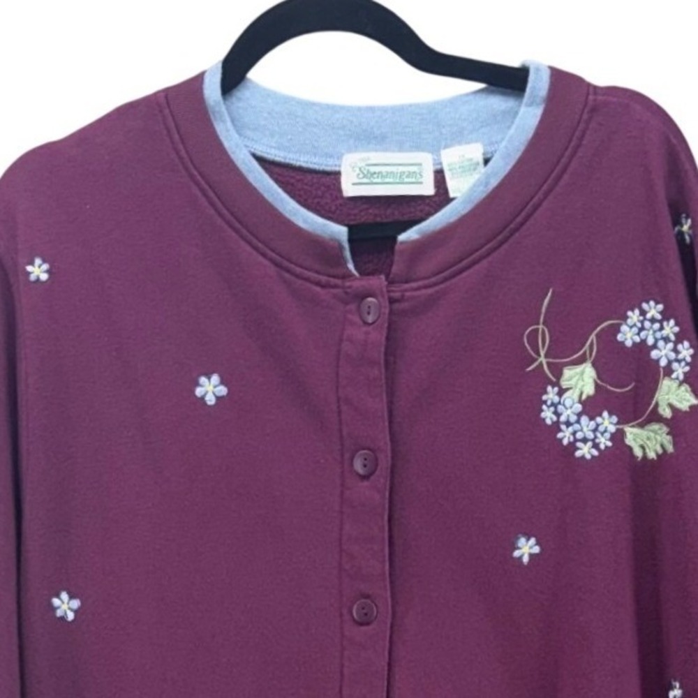 Vintage Embroidered Jog Set Size 1X Straight Leg Wine Cottagecore Fall Cozy Warm - Picture 3 of 15